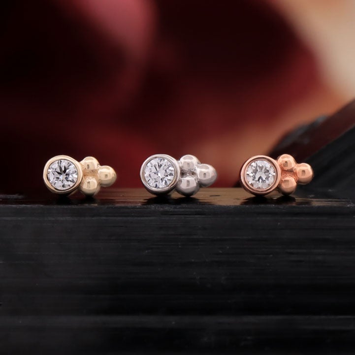 Bezel with Tri Bead Threadless End BVLA | Fine Gold Piercing Bezel with Tri Bead Threadless End BVLA | Fine Gold Piercing
